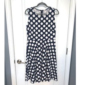 Tahari Size 10 Blue & White Polka Dot Dress